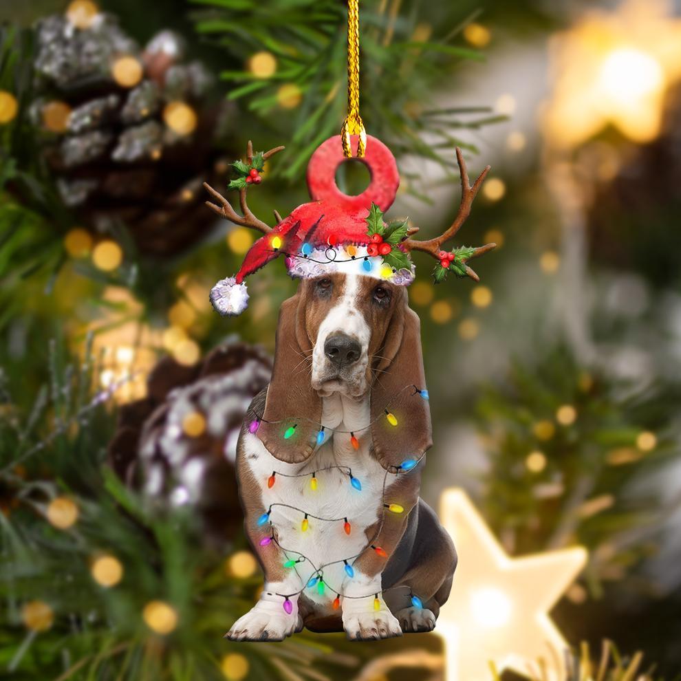 Ornament- Basset Hounds Christmas Shape Ornament, Happy Christmas Ornament, Car Ornament - Best gifts your whole family