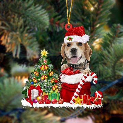 Ornament- Beagle Gift Bag Merry Christmas Ornament Dog Ornament, Car Ornament, Christmas Ornament - Best gifts your whole family