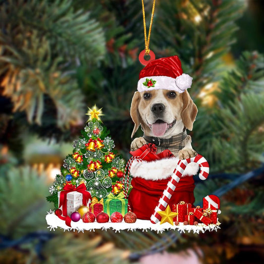 Ornament- Beagle Gift Bag Merry Christmas Ornament Dog Ornament, Car Ornament, Christmas Ornament - Best gifts your whole family