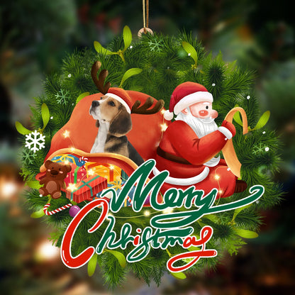 Ornament- Beagle-Santa & dog Hanging Ornament, Happy Christmas Ornament, Car Ornament - Best gifts your whole family