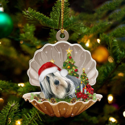 Ornament- Bearded Collie-Sleeping Pearl in Christmas Two Sided Ornament, Christmas Ornament, Car Ornament - Best gifts your whole family