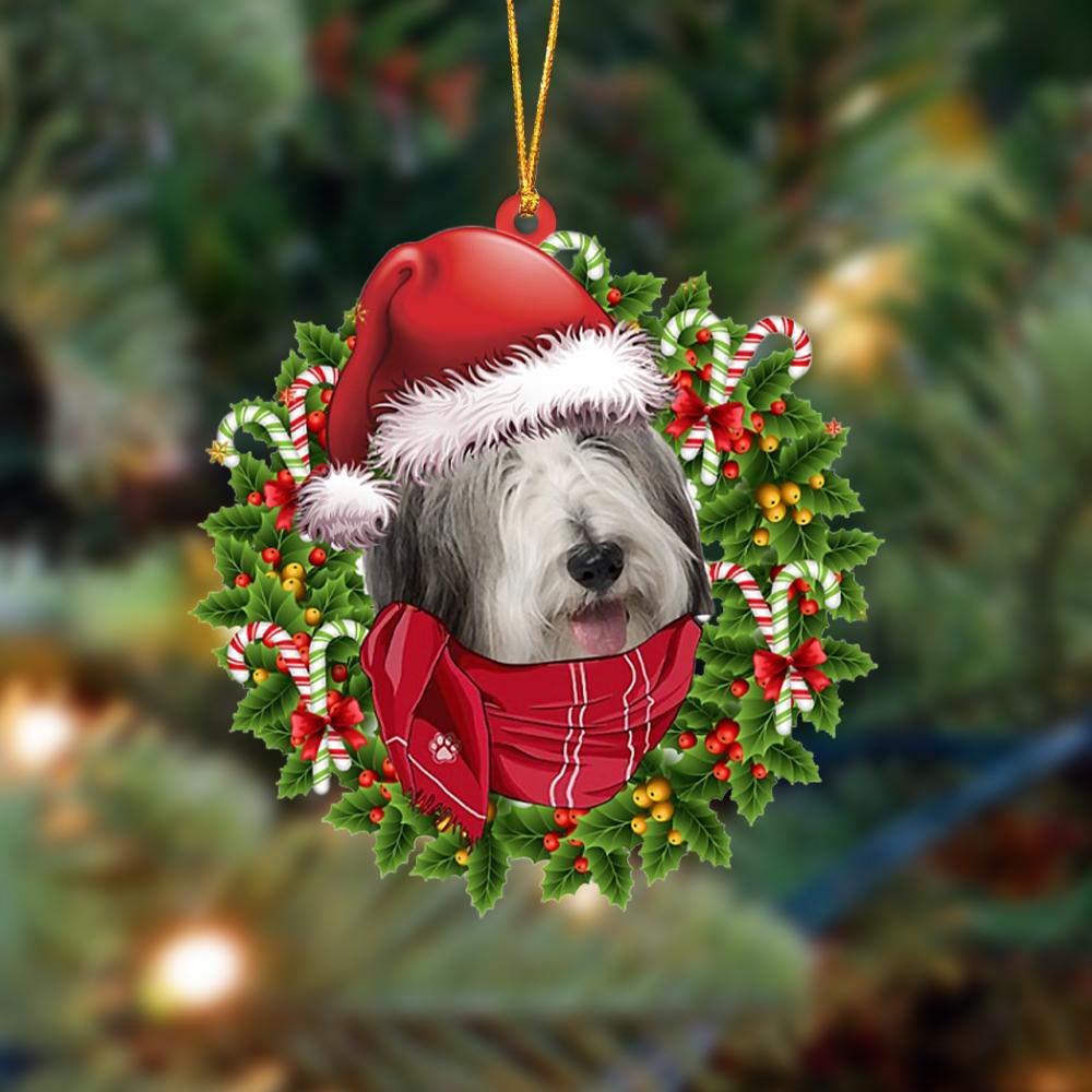 Ornament- Bearded Collie-Xmas Bandana Hanging Ornament, Happy Christmas Ornament, Car Ornament - Best gifts your whole family
