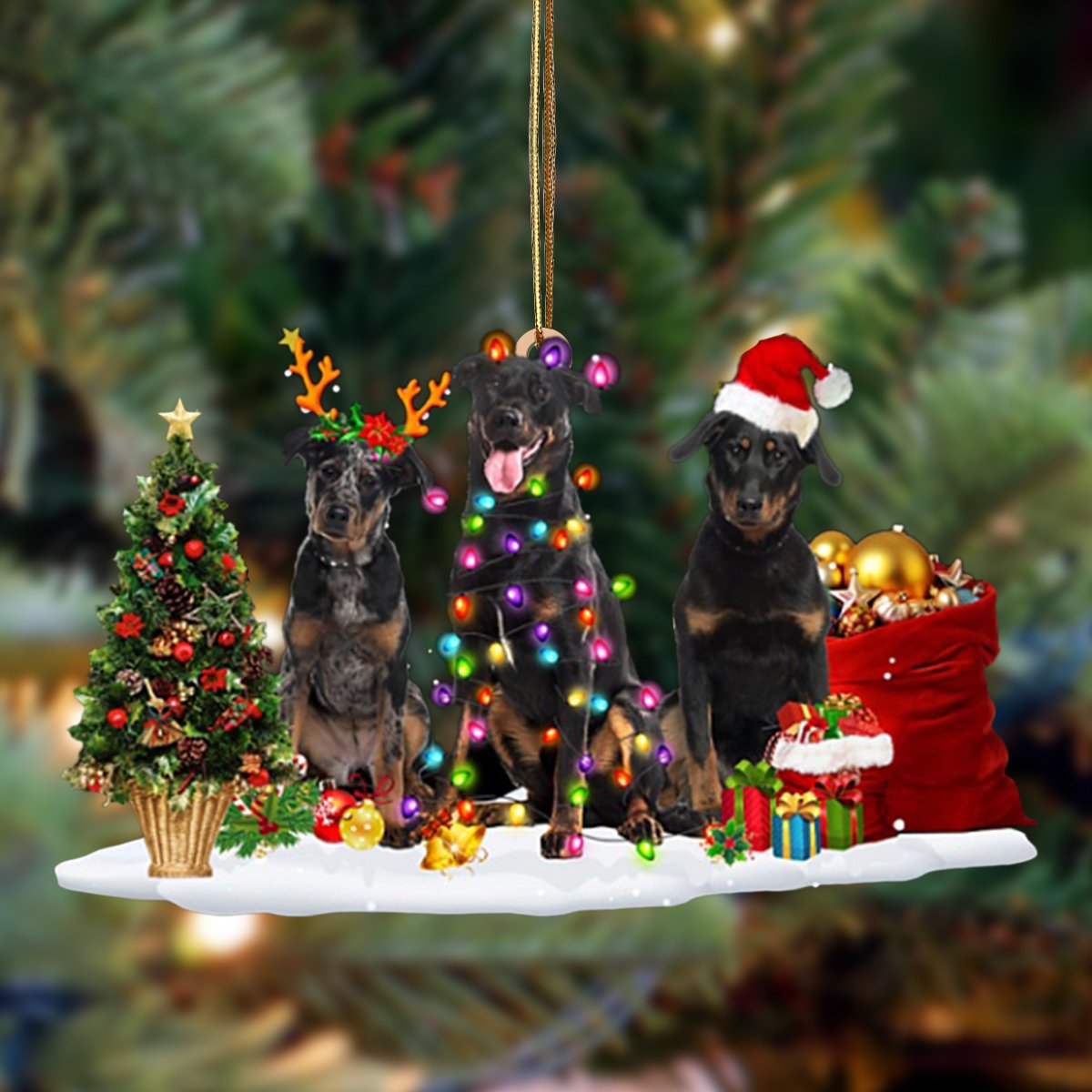 Ornament- Beauceron-Christmas Dog Friends Hanging Ornament, Happy Christmas Ornament, Car Ornament - Best gifts your whole family