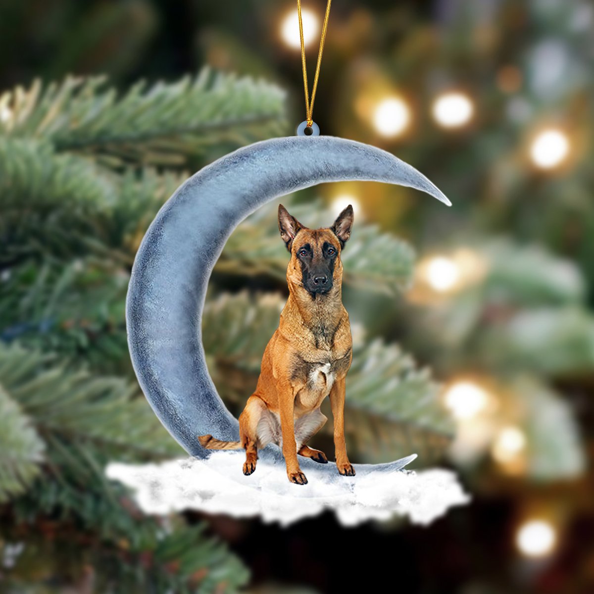 Ornament- Belgian Malinois Sits On The Moon Hanging Ornament Dog Ornament, Car Ornament, Christmas Ornament - Best gifts your whole family