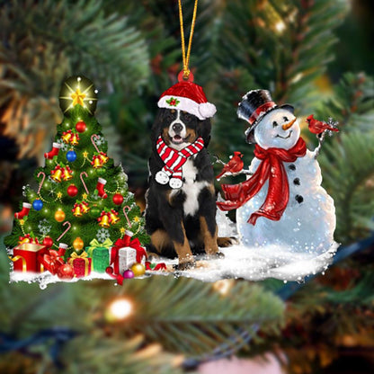 Ornament- Bernese Mountain Christmas Snow Hanging Ornament Dog Ornament, Car Ornament, Christmas Ornament - Best gifts your whole family
