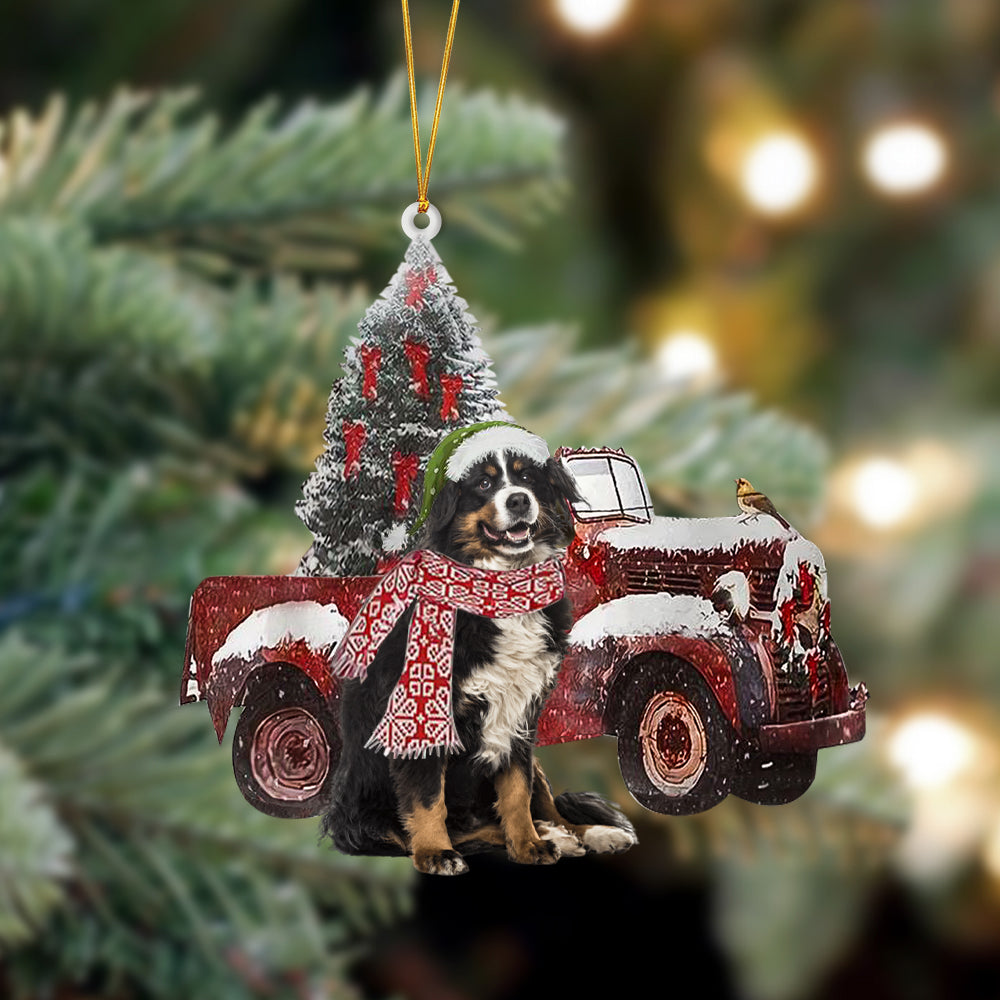 Ornament- Bernese Mountain Dog-Christmas Truck Two Sided Ornament, Happy Christmas Ornament, Car Ornament - Best gifts your whole family