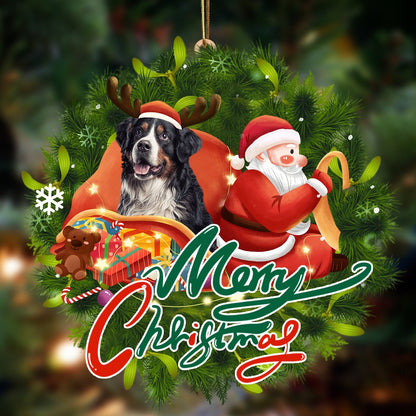 Ornament- Bernese Mountain-Santa & dog Hanging Ornament, Happy Christmas Ornament, Car Ornament - Best gifts your whole family