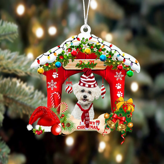 Ornament- Bichon Frise 2-Christmas House Two Sided Ornament, Happy Christmas Ornament, Car Ornament - Best gifts your whole family