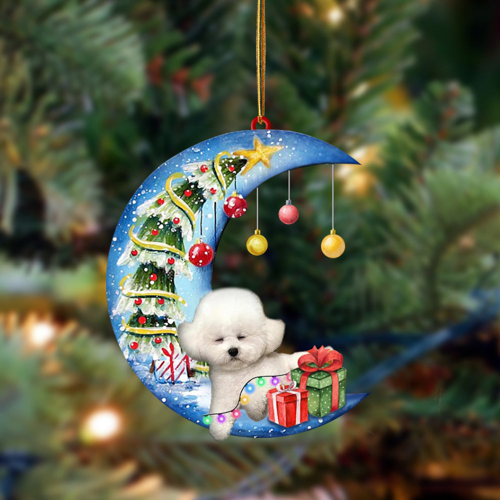 Ornament- Bichon Frise-Sleep On The Moon Christmas Two Sided Ornament, Happy Christmas Ornament, Car Ornament - Best gifts your whole family