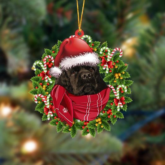 Ornament- BLACK American Cocker Spaniel-Xmas Bandana Hanging Ornament, Happy Christmas Ornament, Car Ornament - Best gifts your whole family