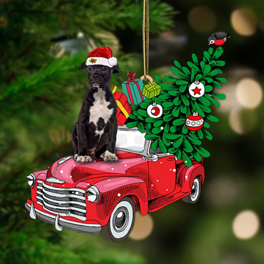 Ornament- BLACK American Staffordshire Terrier-Pine Truck Hanging Ornament, Christmas Ornament, Car Ornament - Best gifts your whole family