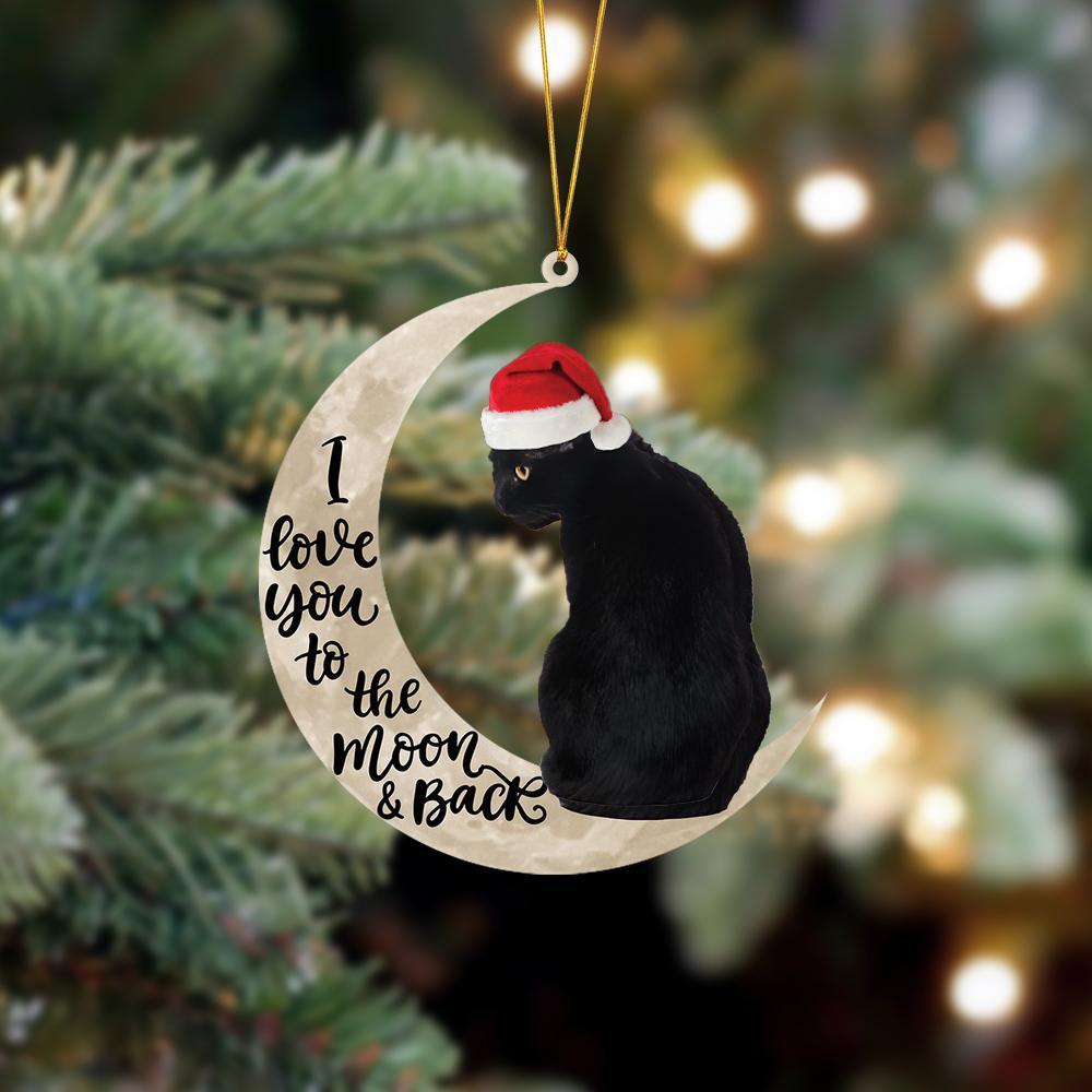Ornament- Black Cat Sits On The Moon Hanging Ornament Dog Ornament, Car Ornament, Christmas Ornament - Best gifts your whole family