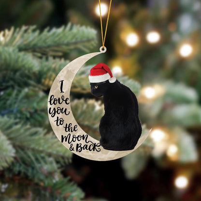 Ornament- Black Cat Sits On The Moon Hanging Ornament Dog Ornament, Car Ornament, Christmas Ornament - Best gifts your whole family