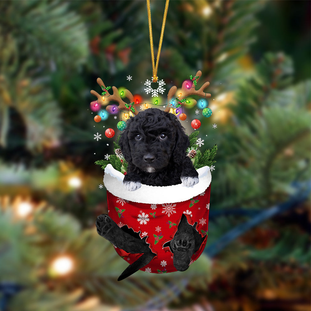 Ornament- BLACK Goldendoodle-In Christmas Pocket Two Sides Ornament, Happy Christmas Ornament, Car Ornament - Best gifts your whole family