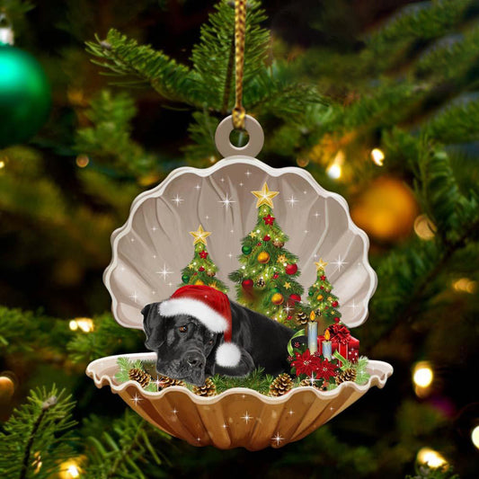 Ornament- Black Great Dane-Sleeping Pearl in Christmas Two Sided Ornament, Christmas Ornament, Car Ornament - Best gifts your whole family