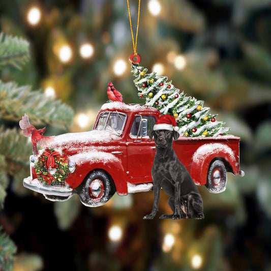 Ornament- Black Labrador-Cardinal & Truck Two Sided Ornament, Happy Christmas Ornament, Car Ornament - Best gifts your whole family