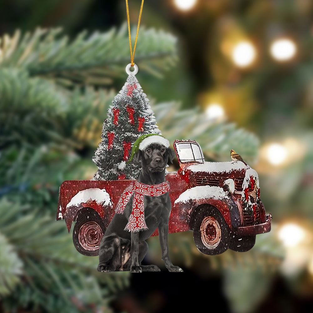Ornament- Black Labrador-Christmas Truck Two Sided Ornament, Happy Christmas Ornament, Car Ornament - Best gifts your whole family