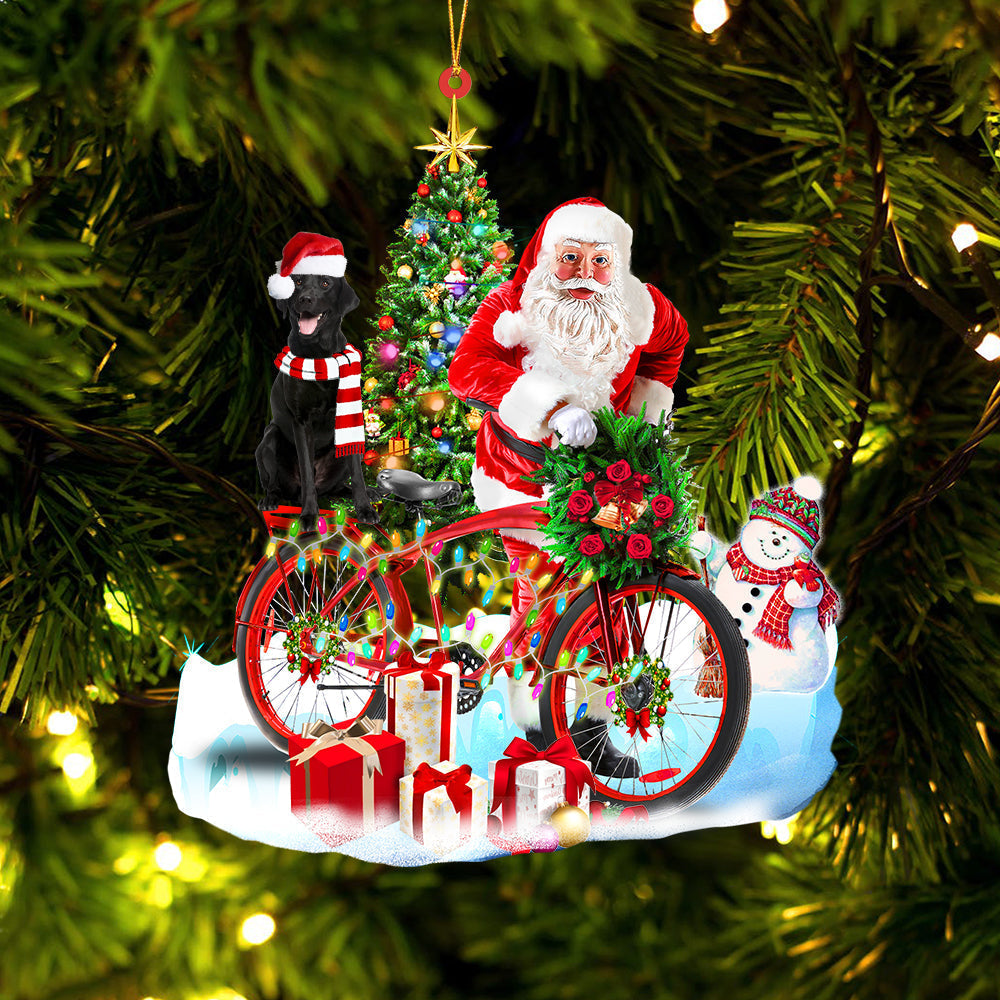 Ornament- Black Labrador Retriever On Santa's Bike Ornament Dog Ornament, Car Ornament, Christmas Ornament - Best gifts your whole family