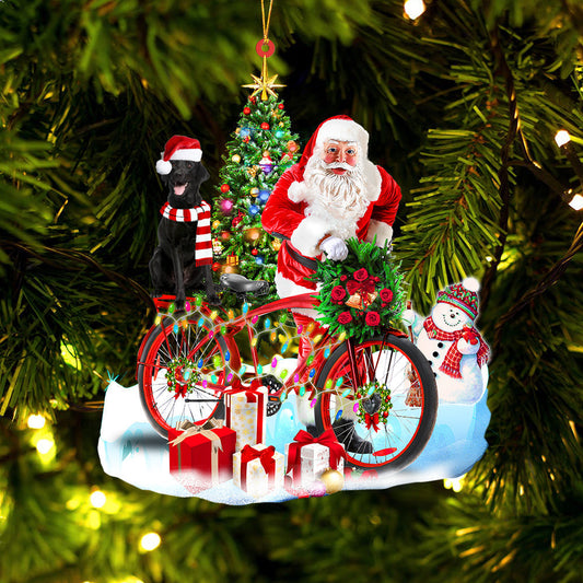 Ornament- Black Labrador Retriever On Santa's Bike Ornament Dog Ornament, Car Ornament, Christmas Ornament - Best gifts your whole family