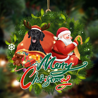 Ornament- Black Labrador2-Santa & dog Hanging Ornament, Happy Christmas Ornament, Car Ornament - Best gifts your whole family