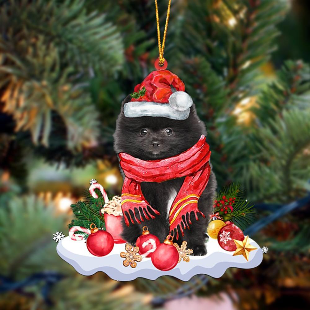 Ornament- BLACK Pomeranian-Better Christmas Hanging Ornament, Happy Christmas Ornament, Car Ornament - Best gifts your whole family