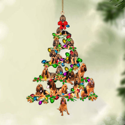 Ornament- Bloodhound-Christmas Tree Lights-Two Sided Ornament, Happy Christmas Ornament, Car Ornament - Best gifts your whole family