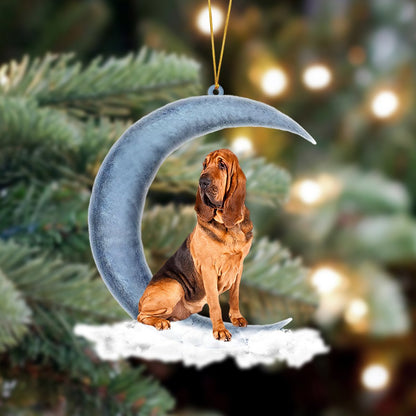 Ornament- Bloodhounds Sits On The Moon Hanging Ornament Dog Ornament, Car Ornament, Christmas Ornament - Best gifts your whole family