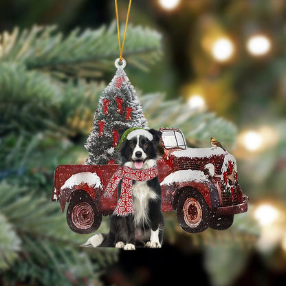 Ornament- Border Collie-Christmas Truck Two Sided Ornament, Happy Christmas Ornament, Car Ornament - Best gifts your whole family