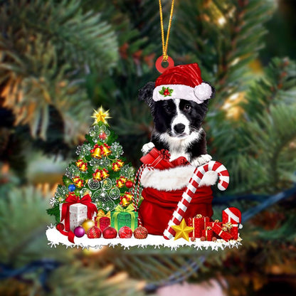 Ornament- Border Collie Gift Bag Merry Christmas Ornament Dog Ornament, Car Ornament, Christmas Ornament - Best gifts your whole family