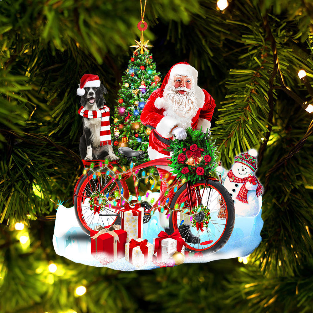 Ornament- Border Collie On Santa's Bike Ornament Dog Ornament, Car Ornament, Christmas Ornament - Best gifts your whole family