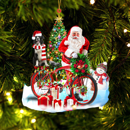 Ornament- Border Collie On Santa's Bike Ornament Dog Ornament, Car Ornament, Christmas Ornament - Best gifts your whole family
