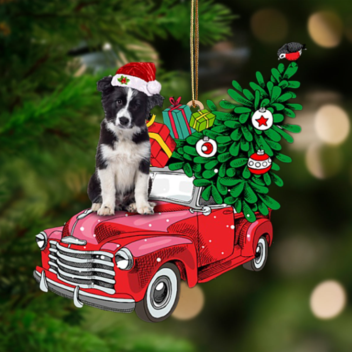 Ornament- Border Collie-Pine Truck Hanging Ornament, Happy Christmas Ornament, Car Ornament - Best gifts your whole family