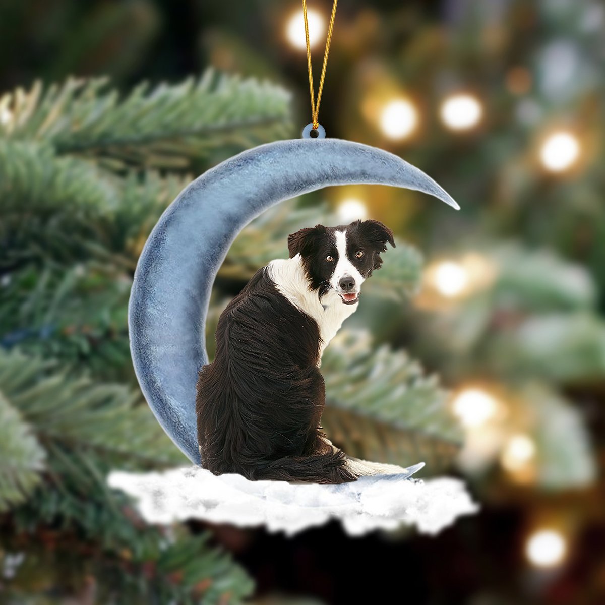 Ornament- Border Collie Sits On The Moon Hanging Ornament Dog Ornament, Car Ornament, Christmas Ornament - Best gifts your whole family