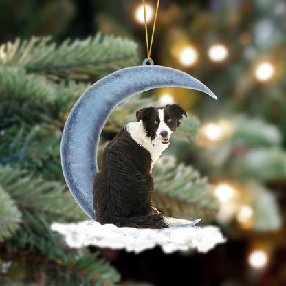 Ornament- Border Collie Sits On The Moon Hanging Ornament Dog Ornament, Car Ornament, Christmas Ornament - Best gifts your whole family