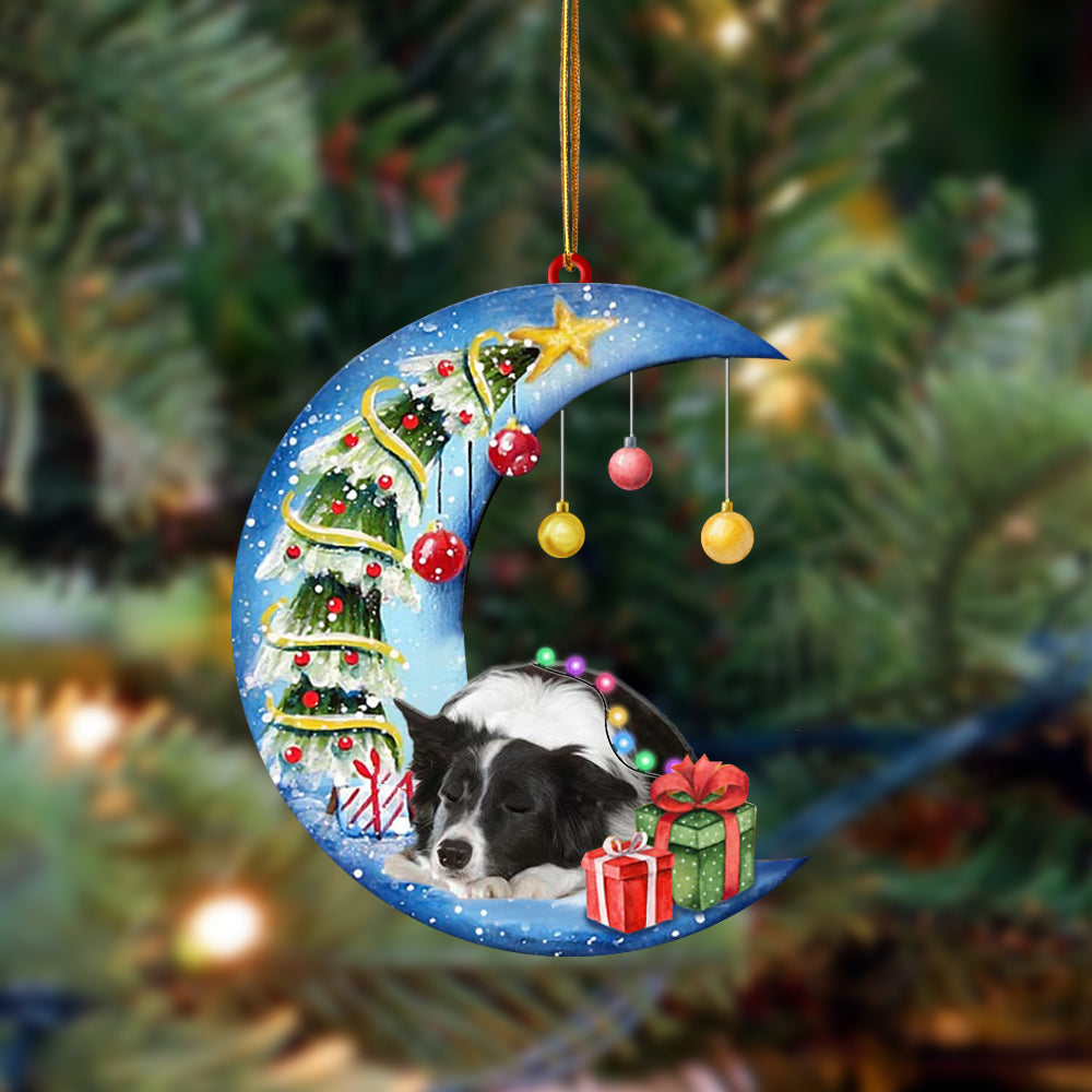 Ornament- Border Collie-Sleep On The Moon Christmas Two Sided Ornament, Christmas Ornament, Car Ornament - Best gifts your whole family