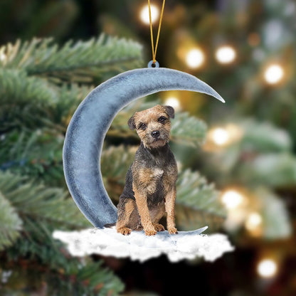 Ornament- Border Terrier Sits On The Moon Hanging Ornament Dog Ornament, Car Ornament, Christmas Ornament - Best gifts your whole family