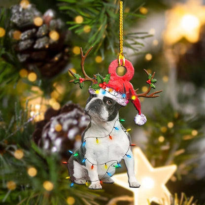 Ornament- Boston Terriers Christmas Shape Ornament, Happy Christmas Ornament, Car Ornament - Best gifts your whole family