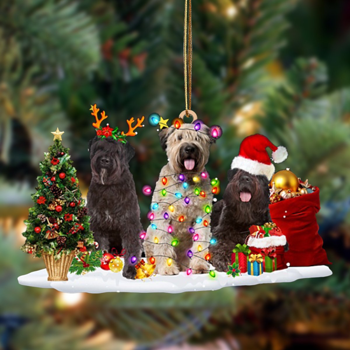 Ornament- Bouvier Des Flandres-Christmas Dog Friends Hanging Ornament, Happy Christmas Ornament, Car Ornament - Best gifts your whole family