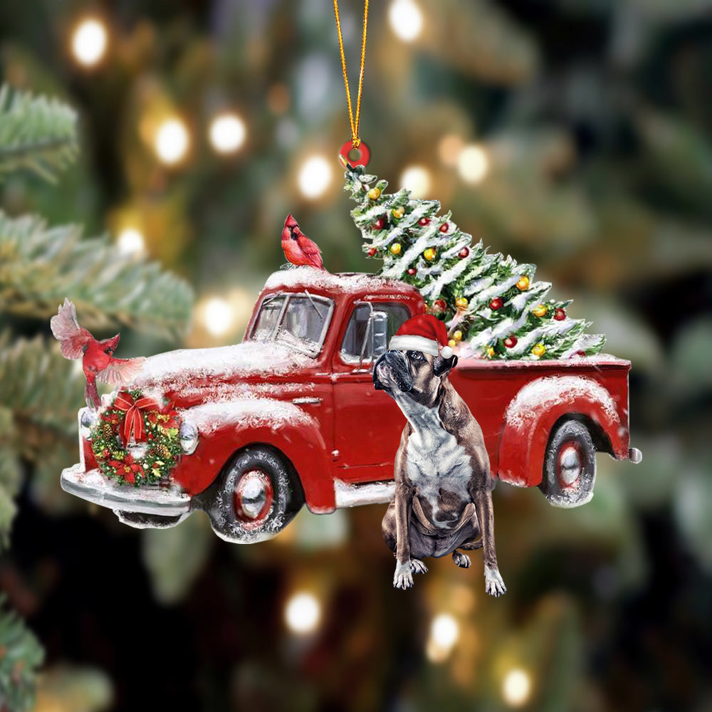 Ornament- Boxer 1-Cardinal & Truck Two Sided Ornament, Happy Christmas Ornament, Car Ornament - Best gifts your whole family