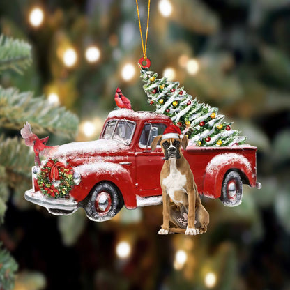 Ornament- Boxer-Cardinal & Truck Two Sided Ornament, Happy Christmas Ornament, Car Ornament - Best gifts your whole family
