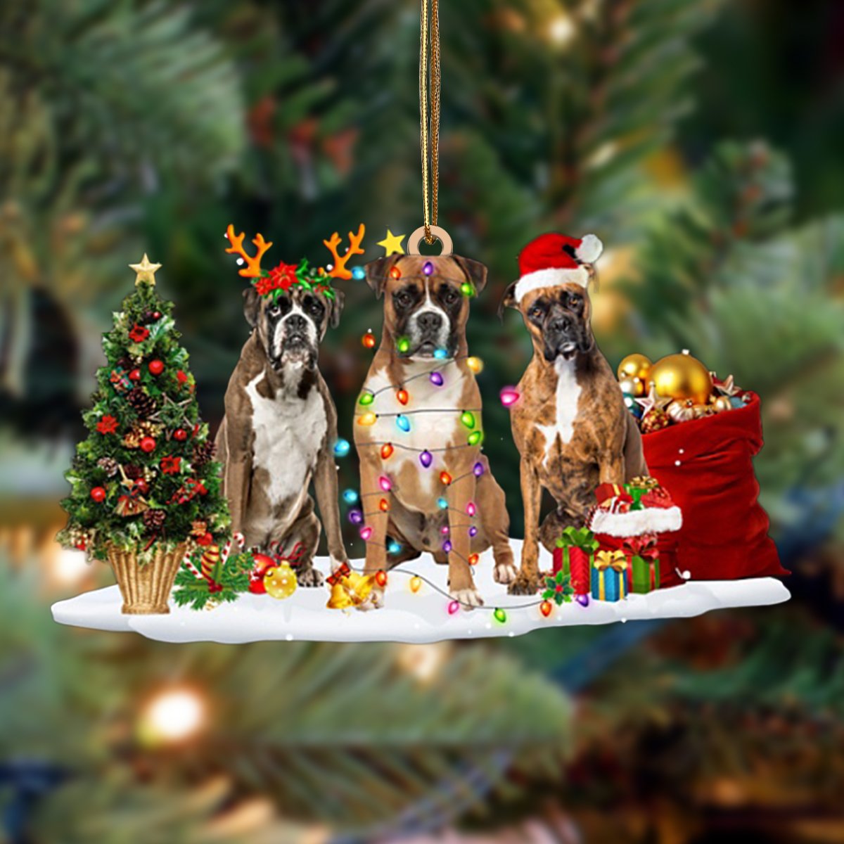Ornament- Boxer-Christmas Dog Friends Hanging Ornament, Happy Christmas Ornament, Car Ornament - Best gifts your whole family