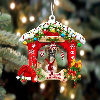 Ornament- Boxer-Christmas House Two Sided Ornament, Happy Christmas Ornament, Car Ornament - Best gifts your whole family