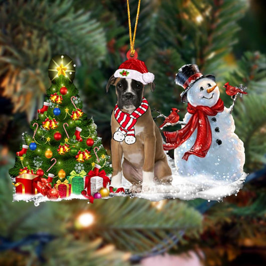 Ornament- Boxer Christmas Snow Hanging Ornament Dog Ornament, Car Ornament, Christmas Ornament - Best gifts your whole family