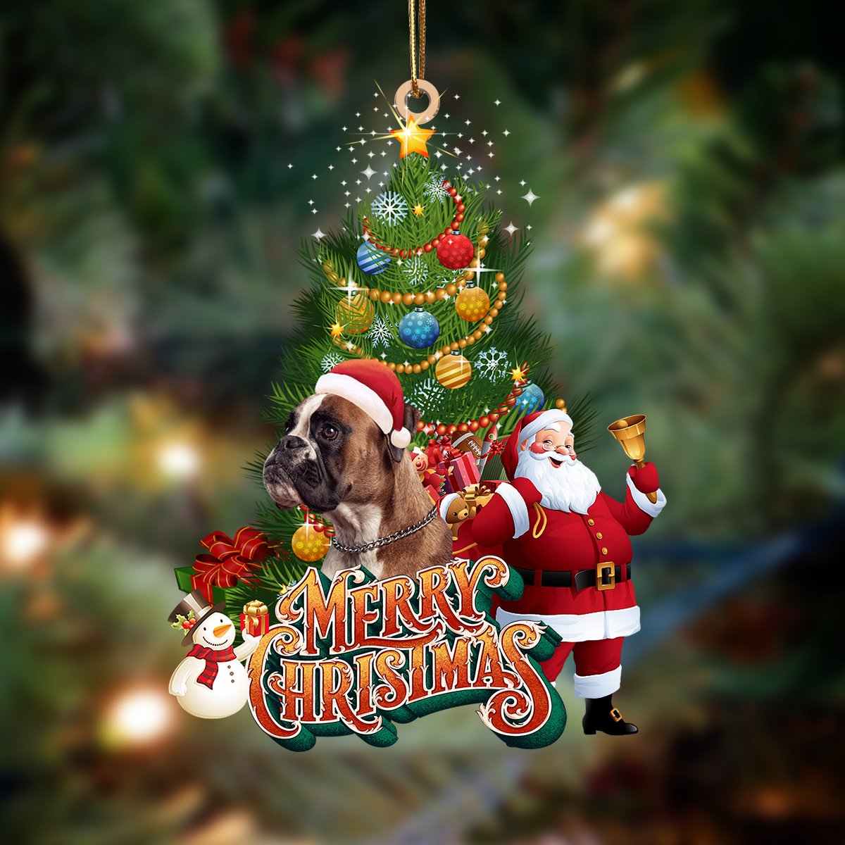 Ornament- boxer-Christmas Tree&Dog Hanging Ornament, Happy Christmas Ornament, Car Ornament - Best gifts your whole family