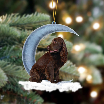 Ornament- Boykin Spaniel Sits On The Moon Hanging Ornament Dog Ornament, Car Ornament, Christmas Ornament - Best gifts your whole family