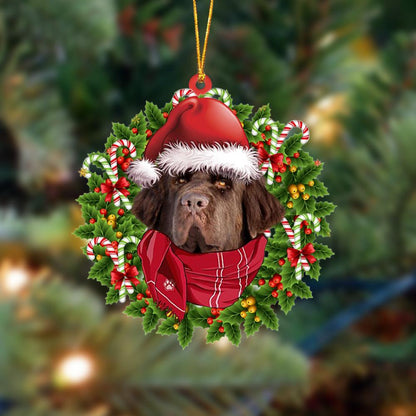 Ornament- BROWN Newfoundland-Xmas Bandana Hanging Ornament, Happy Christmas Ornament, Car Ornament - Best gifts your whole family