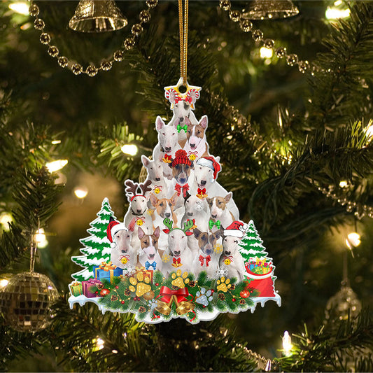 Ornament- Bull Terrier Full The Christmas Tree-Two Sided Ornament, Happy Christmas Ornament, Car Ornament - Best gifts your whole family