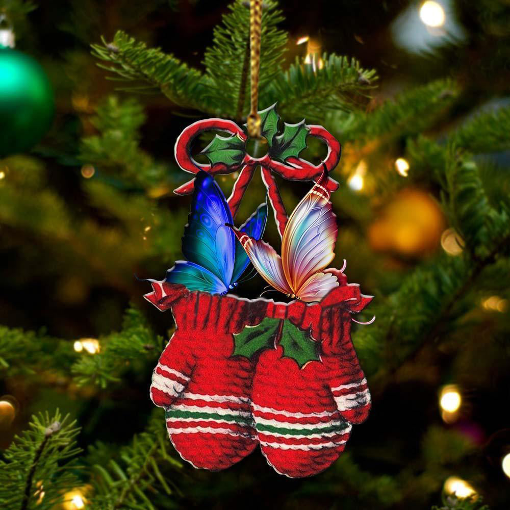Ornament- Butterfly Inside Your Gloves Christmas Holiday-Two Sided Ornament, Christmas Ornament, Car Ornament - Best gifts your whole family