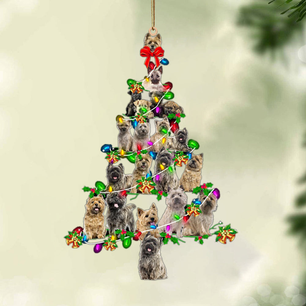 Ornament- Cairn Terrier-Christmas Tree Lights-Two Sided Ornament, Happy Christmas Ornament, Car Ornament - Best gifts your whole family