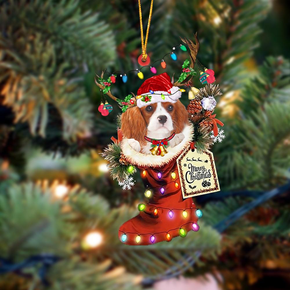 Ornament- Cavalier King Charles Spaniel 1-Xmas Boot-Two Sided Ornament, Christmas Ornament, Car Ornament - Best gifts your whole family